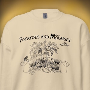 Sweat-shirt pommes de terre et mélasse, sweat-shirt d’Halloween, cadeau sur le mur du jardin, sur le mur du jardin, pommes de terre et mélasse