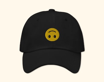 Bestickte Upside Down Smiley Emoji Papa Hut, Upside Down Smiley, Upside Down Emoji Hut, lustige Emoji