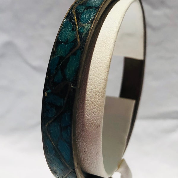 Vintage Brass & Turquoise Bangle Bracelet