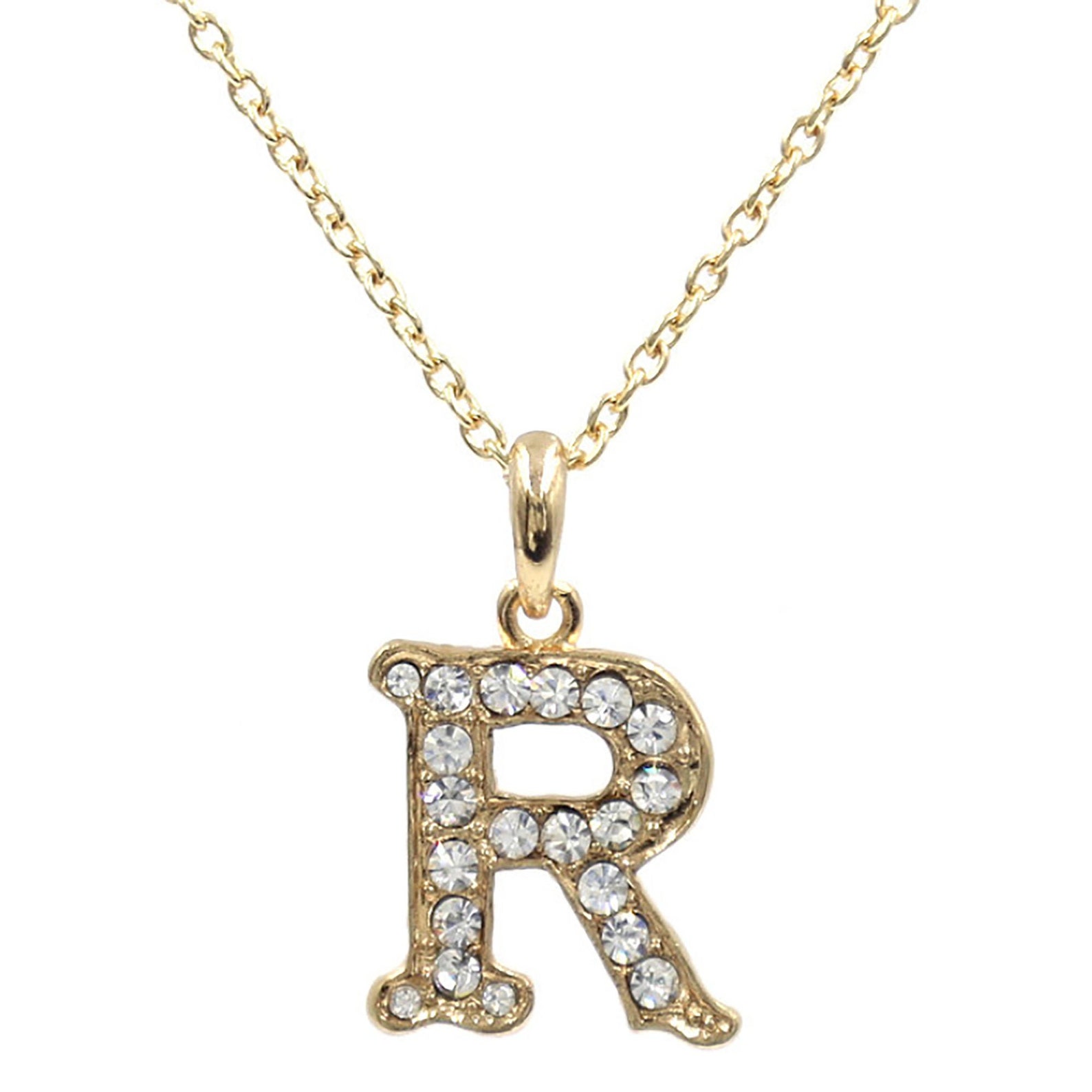 Letter R Pendant Necklace in Golden Tone. Initial Jewelry. Etsy