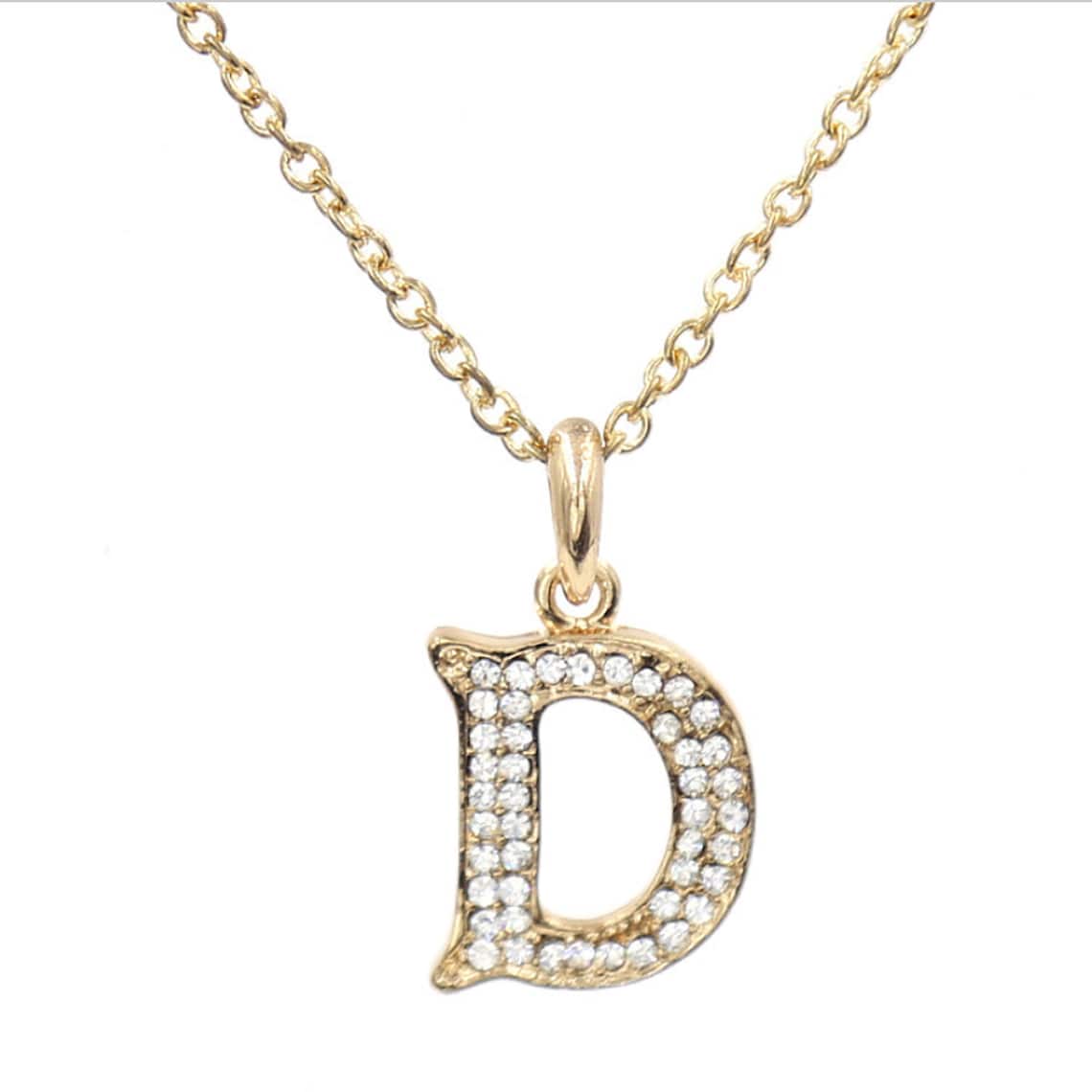 Letter D Pendant Necklace in Golden Tone. Initial Jewelry. Etsy