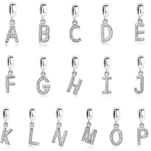 PANDACHARMS R-Z Alphabet Buchstaben Anhänger 925 Sterling Silber passt zu Pandora Moments