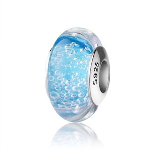 PANDACHARMS Turquoise Waterfall Glass Charm 925 Silver goes well with Pandora Moments