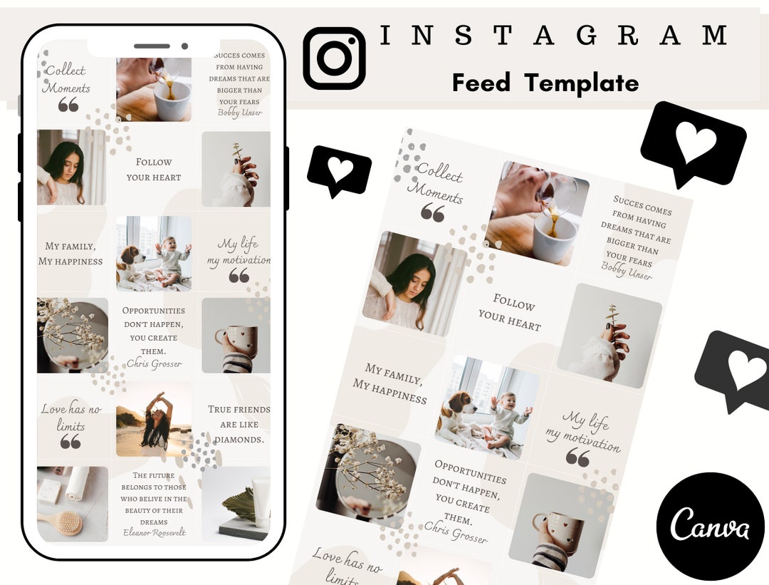 Latte Instagram Puzzle Template, Instagram Post Template, Canva ...