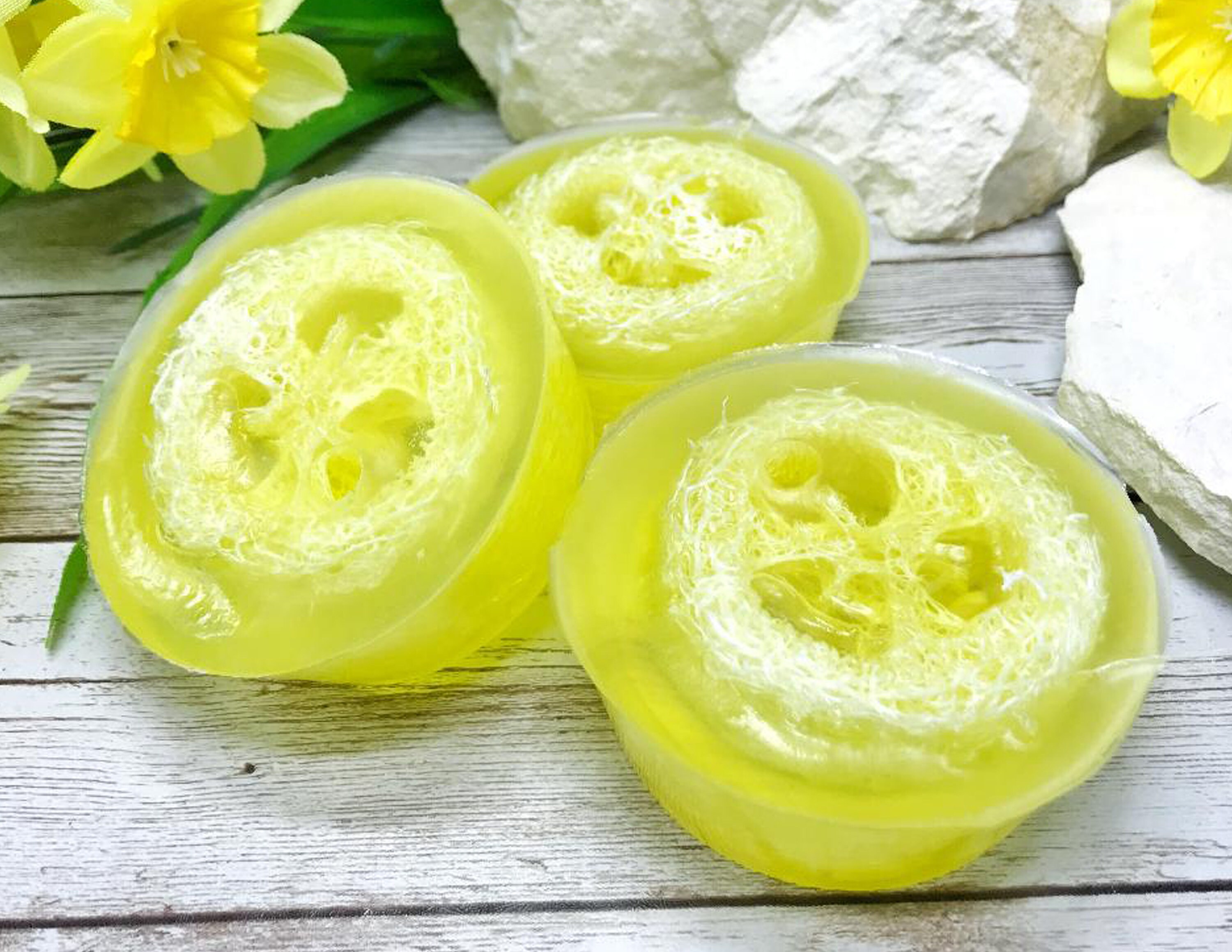 Round Loofah Sponge Soap Choose Your Scent Exfoliating Soap Etsy