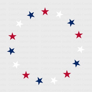 Red White Blue Star Circle Frame Svg, Star Circle Svg, Star Svg, Star Border Svg, Star Circle Clipart, Circle Frame Svg, 4th of July Svg
