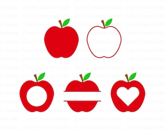 Apple Svg Bundle, Apple Svg, Teacher Appreciation Svg, Split Monogram Svg, Kindergarten Svg, Apple Monogram Svg, Apple Clipart, Apple png