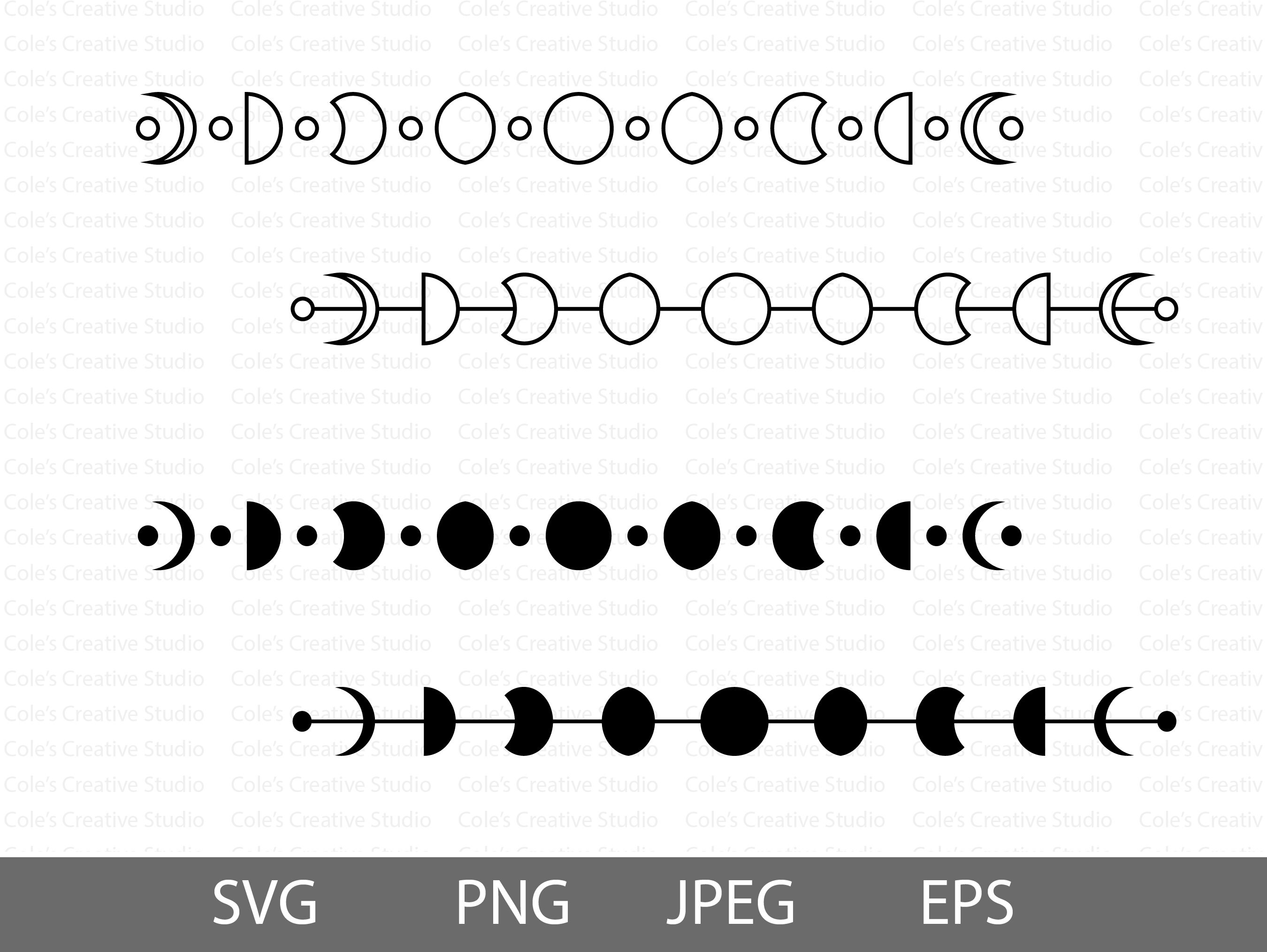 Moon Phase Line Art Moon Phase SVG Moon SVG Moon Clipart Etsy