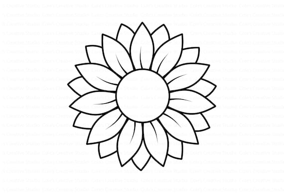 Sunflower Outline Svg, Sunflower Svg, Sunflower Png, Sunflower Clipart, Sunflower outline, Sunflower Monogram, Wild Flower Svg, Flower Svg