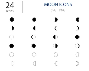 Moon Icons Svg, Moon Svg, Moon Phase, Moon Icon, Celestial Svg, Galaxy SVG, Moon Phase PNG, Moon Phases Svg, Space Graphics, Moon Clipart
