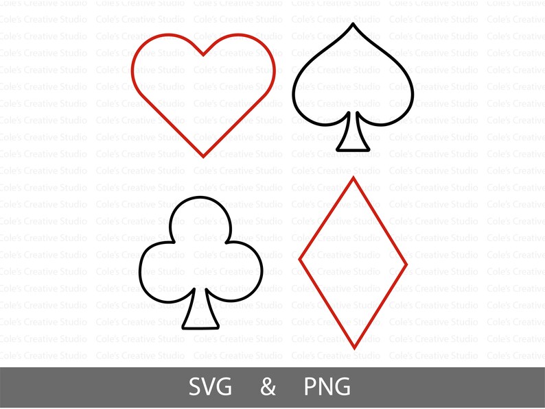 Card Suits Svg, Card Suit Outline Svg, Card Suits Clipart, Spades Svg ...