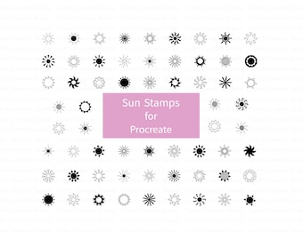 70 Procreate Sun Stamp Brushes, Procreate Stamps, Sun Doodles, Stamp Brushes, Stamp Bundle, Procreate Brushes, Procreate Stamp Brushes