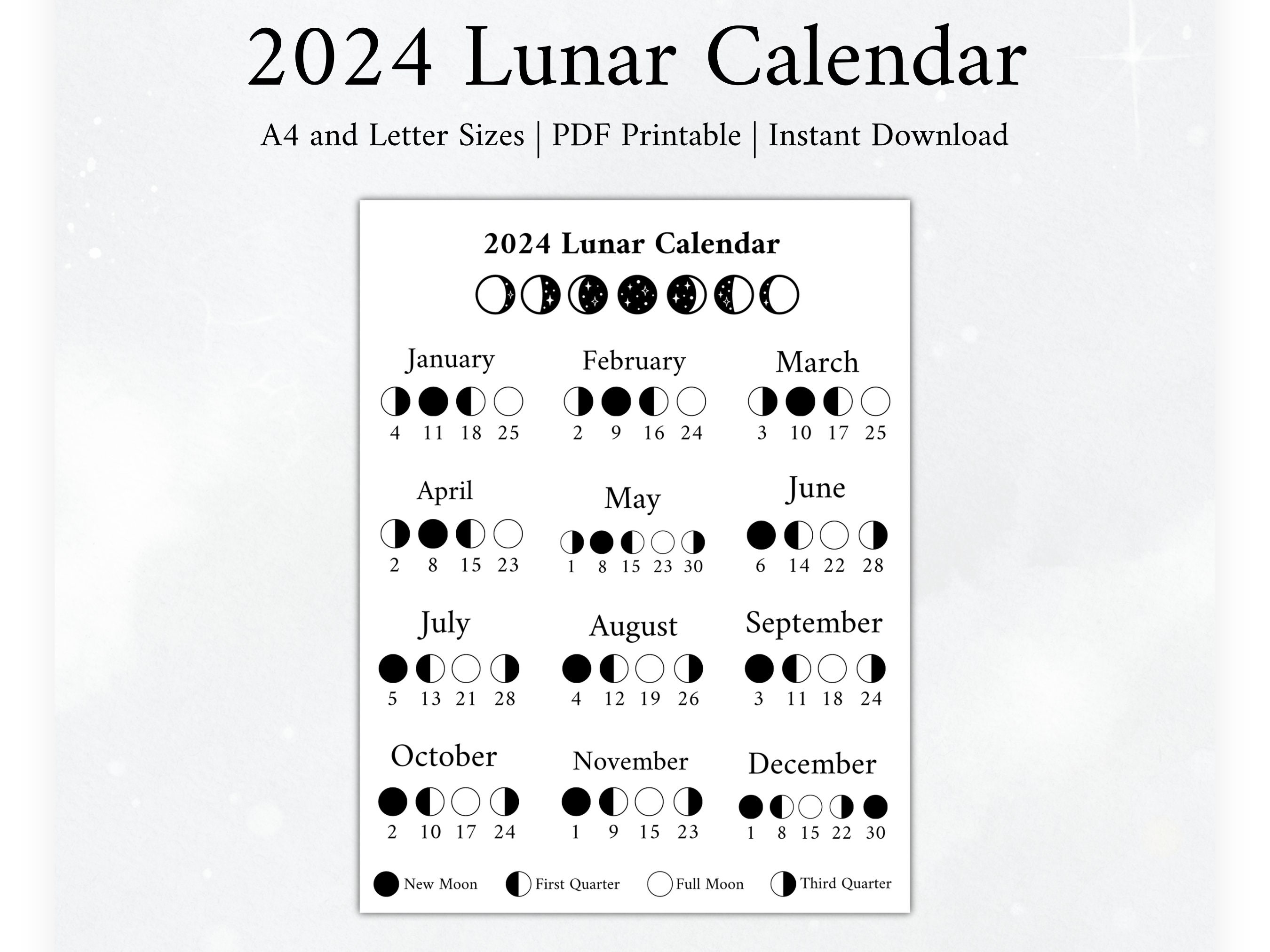 Calendrier lunaire 2024 Phases de la lune, MoonFollower