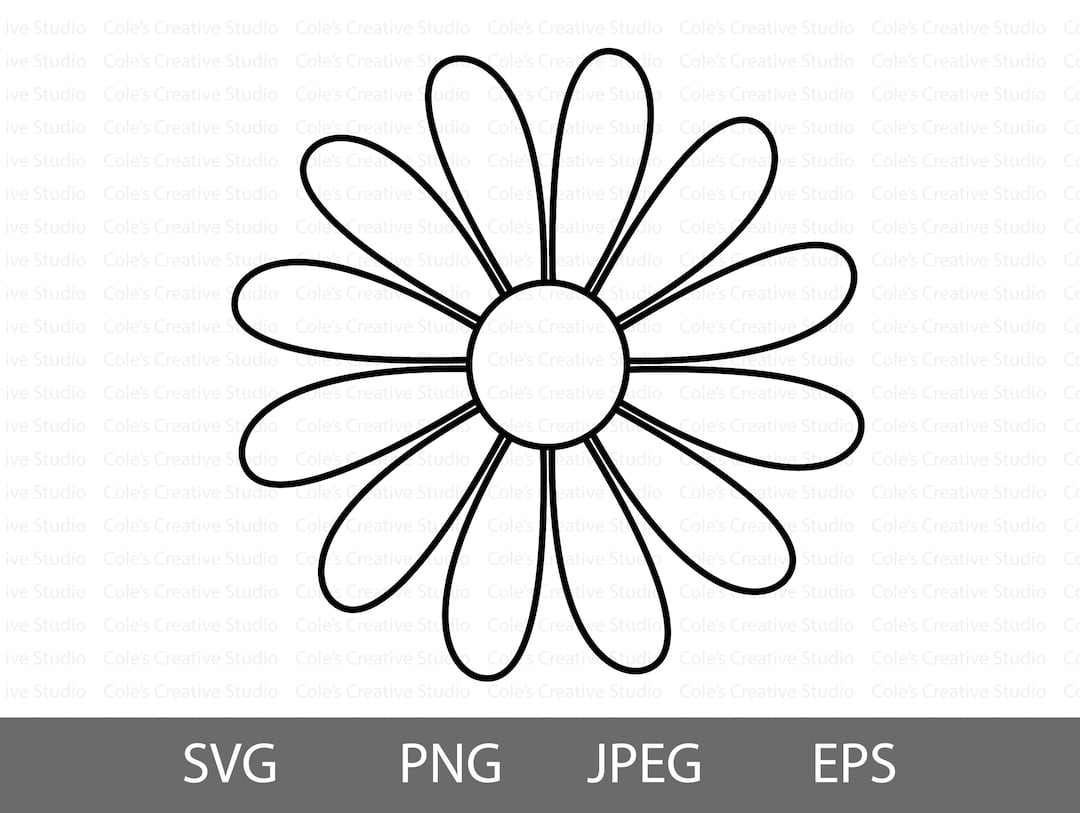 Daisy Svg, Simple Daisy Outline, Daisy Outline Svg, Wildflower SVG