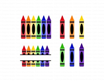 Crayon Clipart Set SVG Bundle, Crayon Svg, Crayon Set Svg, Crayon Monogram,Kids Crayon Clipart, Teacher Appreciation SVG, Back to School Svg