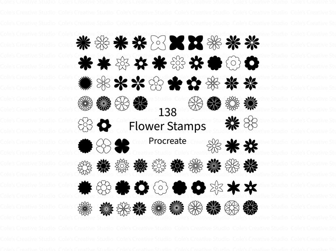 138 Flower Brush Stamps, Flower Stamp Brushes for Procreate, Flower ...