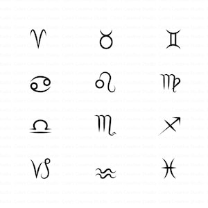 12 Zodiac Symbols SVG Bundle, Celestial SVG, Horoscope Clipart, Zodiac Symbol sign, Zodiac SVG, Celestial Zodiac Vector Designs
