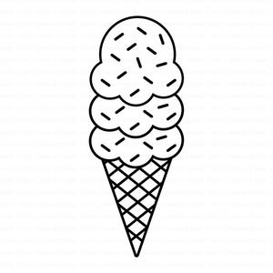 3 Kugel Eistüte Sprinkles Umriss SVG, Eistüte geschnitten, Eistüte geschnitten, Eiscreme Vektor, Waffelkegel geschnitten, süße Eistüte geschnitten