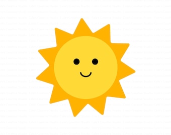 Smiling Sun Svg, Cute Sun Svg, Happy Sunshine Svg, Kids Sun Svg, Sunshine Svg, Nursery Svg, Happy Sun Svg, Baby Shower Svg, Cute Sun Clipart