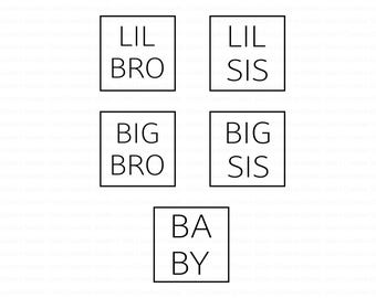 Matchande syskonramar Svg-paket, fyrkantig ramsvg, syskonsvg, familjeramsvg, matchande familjsvg, familjenamn, lilla bror, storasyster