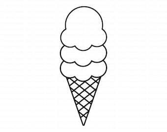 3 Scoop Ice Cream Cone Outline Svg, Ice Cream Svg, Ice Cream Cone Svg, Ice Cream Vector, Cute Ice Cream Svg, Waffle Cone Svg