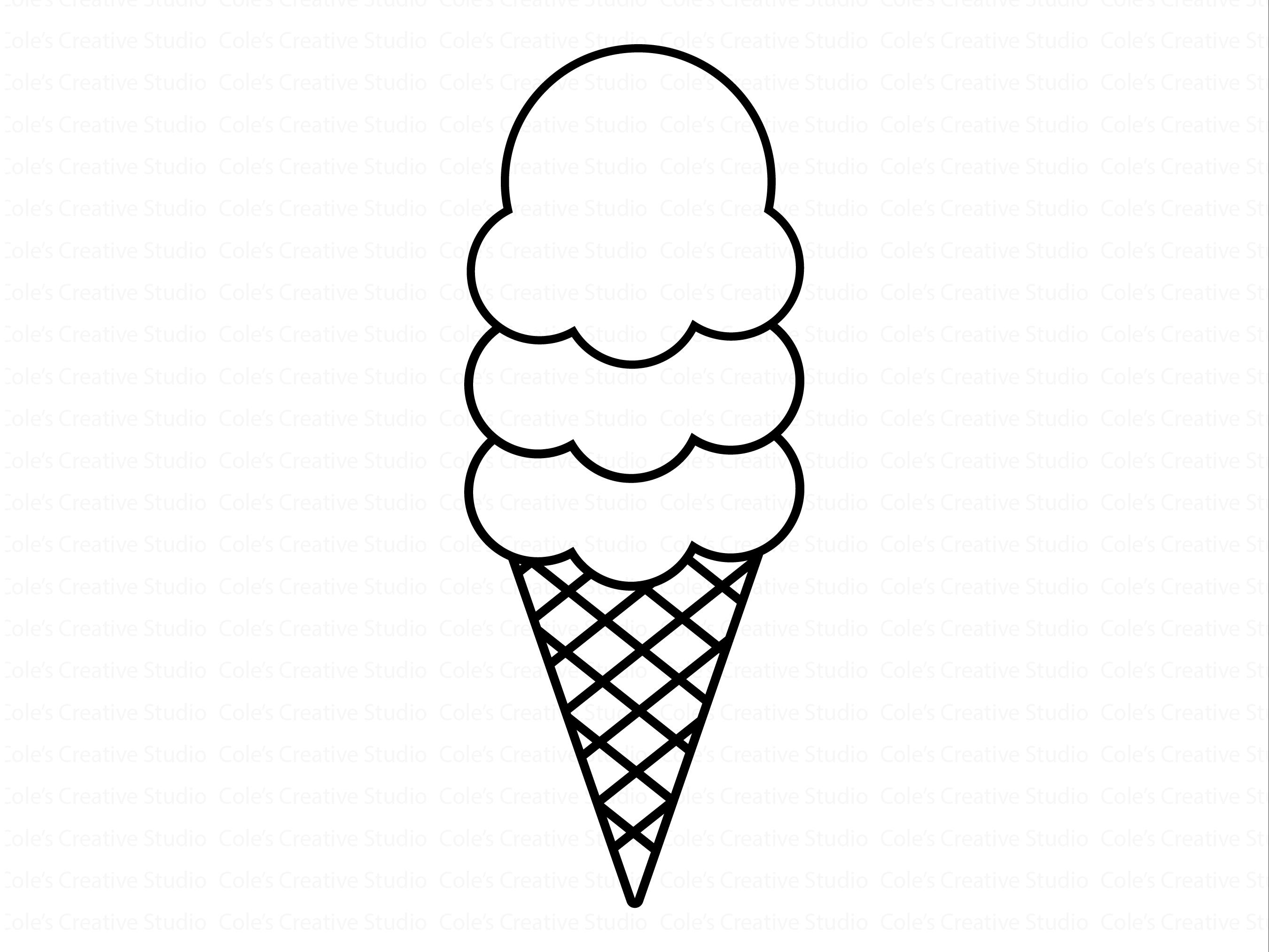 3 Scoop Ice Cream Cone Outline Svg Ice Cream Svg Ice Cream Cone Svg Ice Cream Vector Cute Ice Cream Svg Waffle Cone Svg
