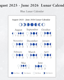 2025 - 2026 Moon Calendar, Moon Phase Calendar, Lunar Calendar