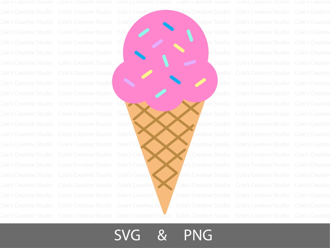Pink Ice Cream Cone With Sprinkles Svg, Ice Cream Svg, Ice Cream Cone