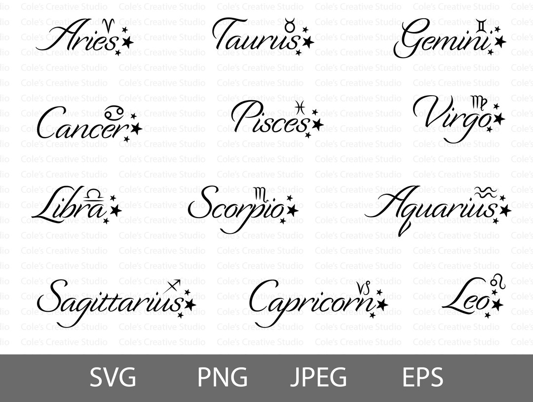 Zodiac Signs SVG Bundle Zodiac Symbols Astrology Horoscope - Etsy