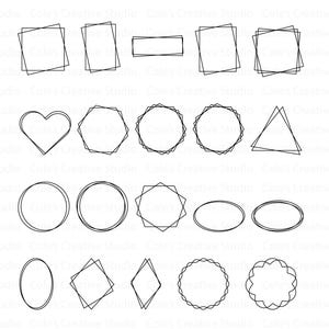 20 Double Frame Shape Svg, Double Frame Svg, Doodle Frame Svg, Double Border, Square Frame Bundle, Geometric Border Bundle, Border Svg