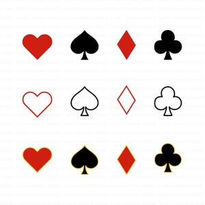 Card Suits SVG Bundle, Card Suits Clipart, Spades Svg, Hearts Svg, Clubs Svg, Diamonds Svg, Card Game Svg, Card Suits Vector