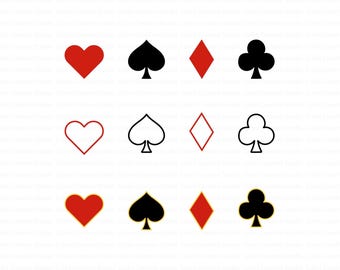 Card Suits SVG Bundle, Card Suits Clipart, Spades Svg, Hearts Svg, Clubs Svg, Diamonds Svg, Card Game Svg, Card Suits Vector