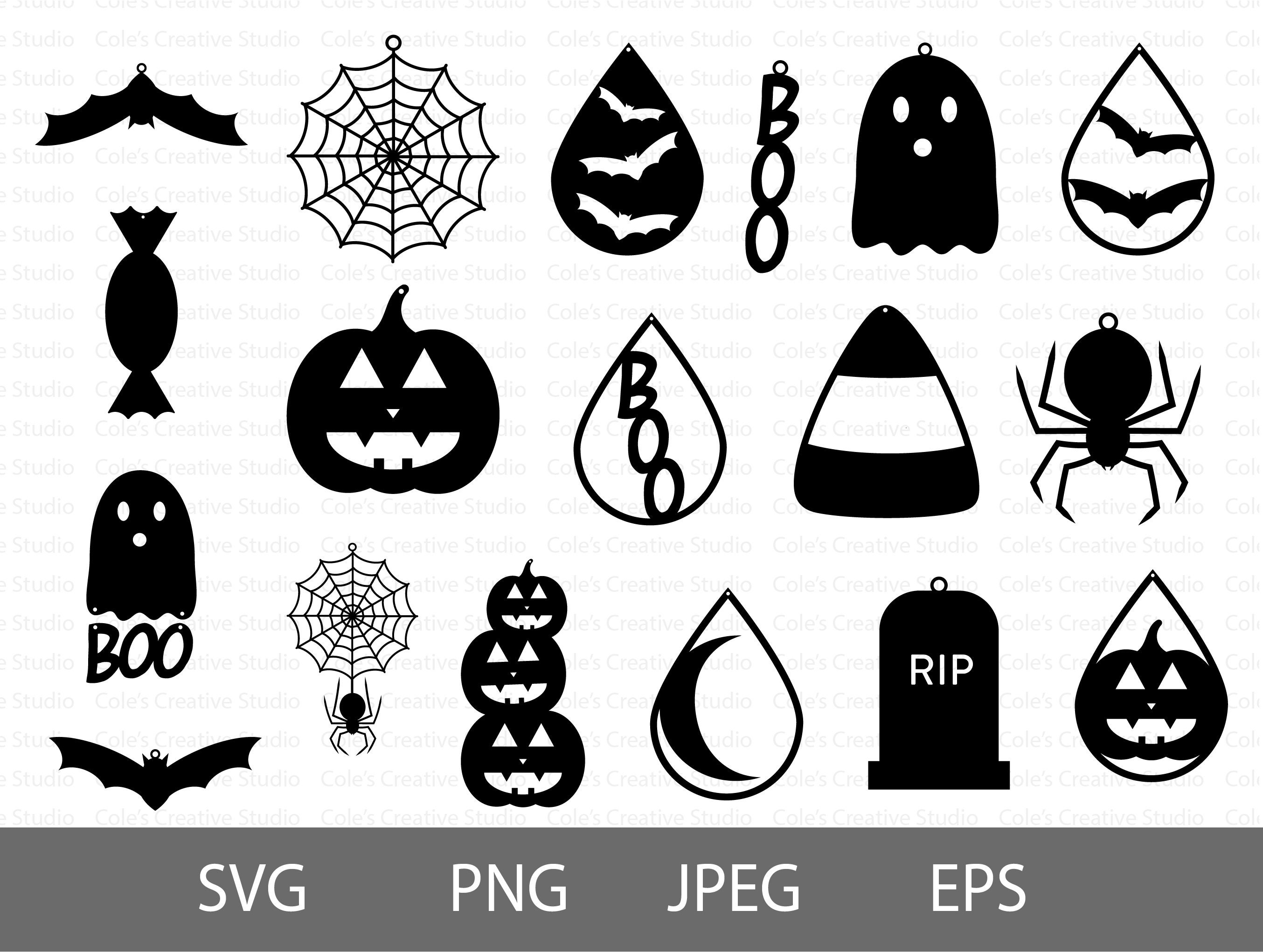 18 Halloween Earring Template Svg Bundle Leather Earring Svg - Etsy