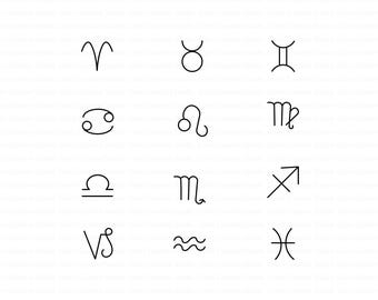 Zodiac Symbols Svg Bundle, Celestial SVG, Astrology Horoscope, Zodiac Signs Clipart, Zodiac Svg, Celestial Zodiac Vector Designs