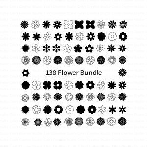 138 Flower Designs Svg Bundle, Flower Outline Svg Bundle, Botanical Svg Clipart, Minimalist Flower Svg, Floral Bundle Svg, Floral Line Art
