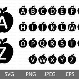 Apple Silhouette Alphabet Svg Bundle, Apple Svg, Apple Clipart, Apple Vector, Apple Svg Bundle, Apple Silhouette Svg, Apple Silhouette