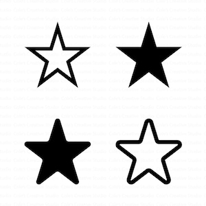 Star Shape Svg Bundle, Outline and Solid Star Clipart, Star Svg, Solid Star Svg, Star Outline Svg, Rounded Star Svg, Star Shape Svg,