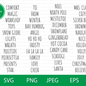 115 Weihnachten Word SVG Bundle, Weihnachten Svg, Svg Dateien, Weihnachten Worte Svg, Weihnachten Svg Bundle, Digitaler Download, kommerzielle Nutzung