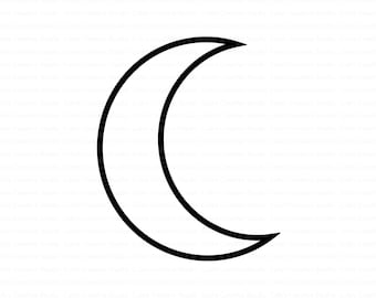 Crescent Moon Outline Svg, Moon Phase Svg, Celestial Svg, Moon Svg, Astrology Svg, Crescent Moon Clipart, Minimalist Moon Svg