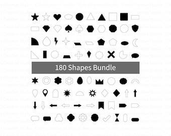 180 basisvorm SVG, basisvormen Svg, basisvormen Clipart, vorm Svg bundel, geometrische vormen Svg, vorm silhouetten, Svg bundel