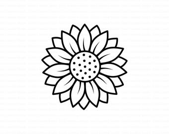 Solroskontur Svg, Solros Svg, Solros Png, Solros Clipart, Solroskontur, Solrosmonogram, Vildbloms Svg, Blomsvg