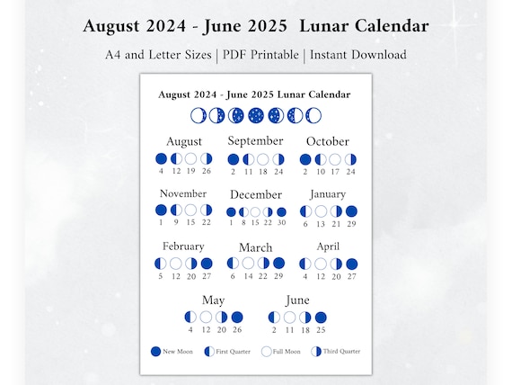 Calendario Lunar 2024 2025, Calendario de Fases Lunares, Calendario  Lunar, Calendario Lunar 2024, Calendario 2024, Calendario Lunar, Calendario  de