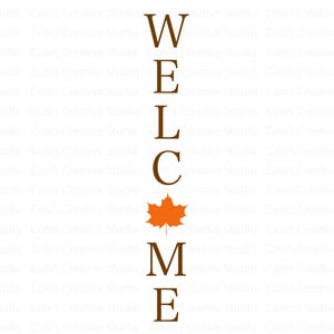 Signo de porche de hoja de bienvenida svg, signo de porche de otoño svg, signo de porche de bienvenida svg, signo de caída svg, signo de bienvenida de otoño svg, signo vertical de otoño svg
