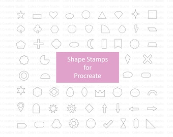 Basic Shape Outline Stamp Brushes, Procreate Stamps, Procreate Brushes, Stamp Bundle, Basic Geometric Shapes, Procreate Shape Brushes