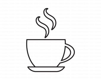 Coffee Cup Outline Svg, Coffee Cup Svg, Coffee Mug Svg, Mug Svg, Coffee Cup With Steam, Coffee Cup Clipart, Coffee Mug Cliaprt, Cut File