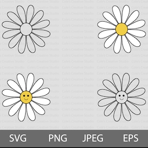 Daisy Svg Bundle, Daisy SVG, Smiley Face Svg, Wildflower Svg, Botanical ...