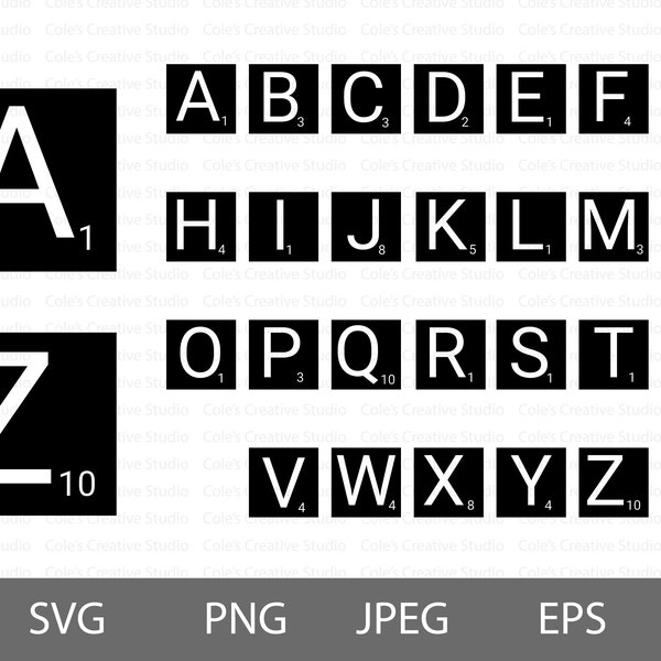 Tile Alphabet Svg, Tile Silhouette Svg, Tile Letters Svg, Tile Letters Alphabet, ABC Tiles Svg, Game Tiles Alphabet, Word Game Tiles Svg