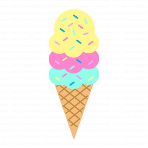 Drei Kugeln Eistüte mit Streuseln, Eistüte geschnitten, Eistüte geschnitten, Eiscreme Vektor, süße Eistüte geschnitten, Waffeltüte geschnitten