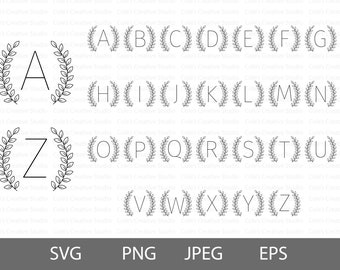 Wreath Letters A-Z SVG, Wreath Monogram Svg, Leafy Wreath Svg, Wreath Svg Bundle, Botanical Wreath, Wedding Wreath Svg, Wreath Graphic Svg