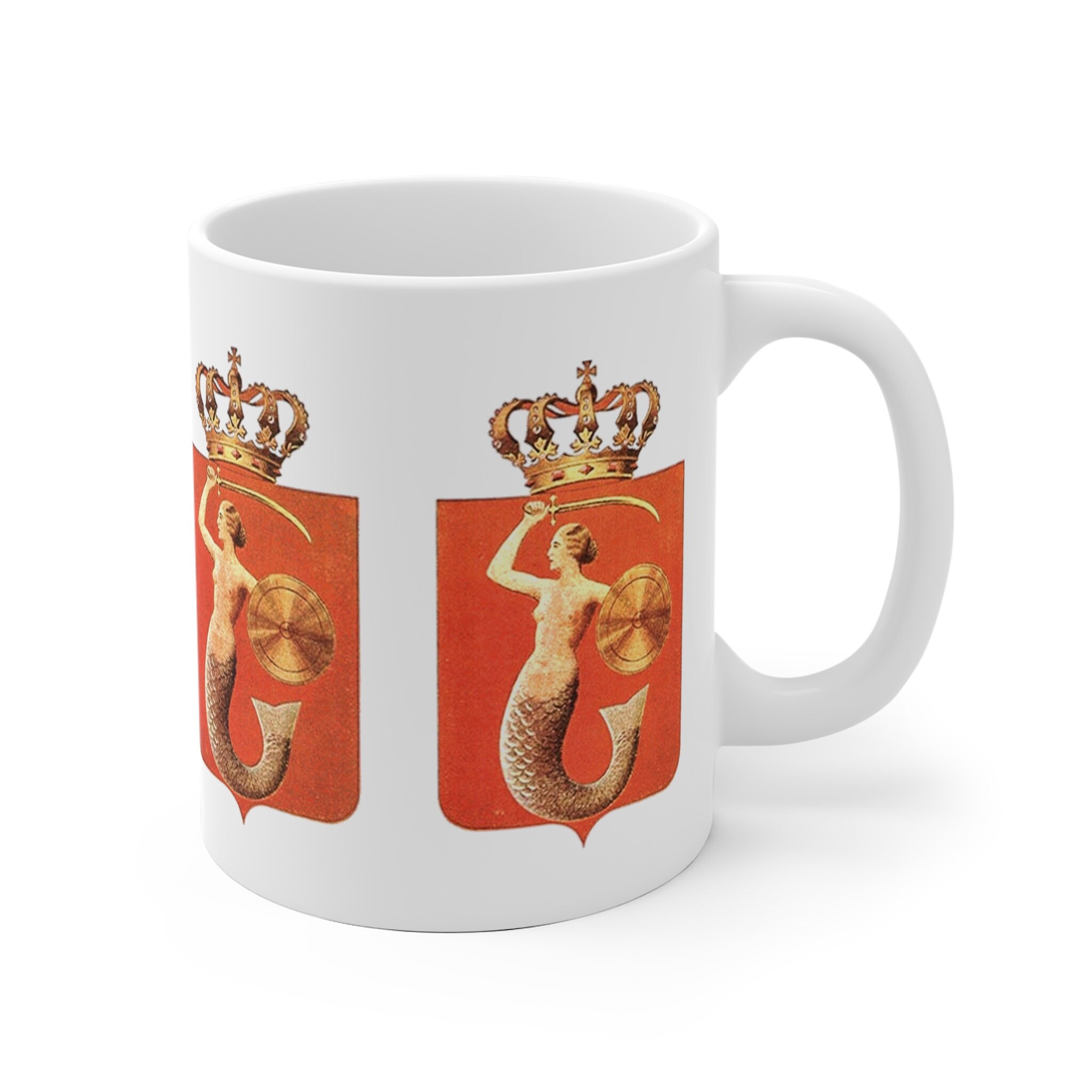 Warsaw Mermaid Polish Uprising Underground Warszawska Syrenka Kotwica Warszawa Poland Anchor PL Pride Prezent White Ceramic Mug